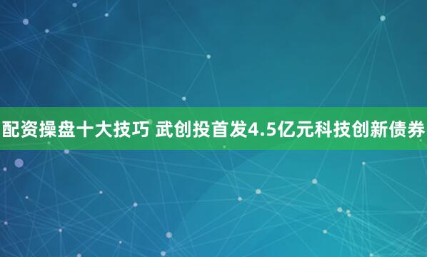 配资操盘十大技巧 武创投首发4.5亿元科技创新债券